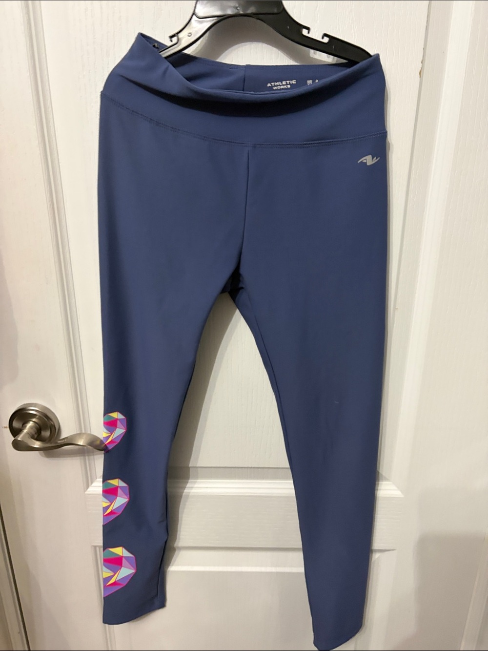 Athletic Works Navy Leggings with Colorful Geometric Accents